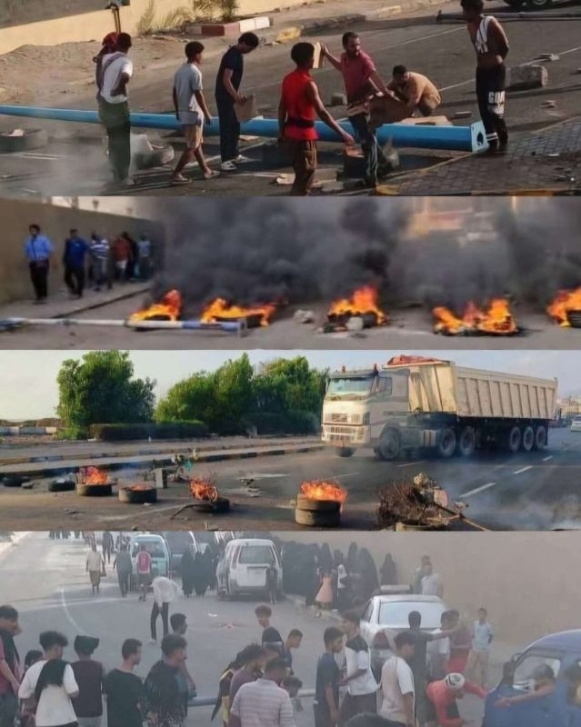 عدن.. تواصل الاحتجاجات الشعبية الغاضبة جراء تردي الخدمات وانهيار الريال